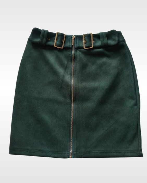 Damska spódnica w kolorze butelkowej zieleni