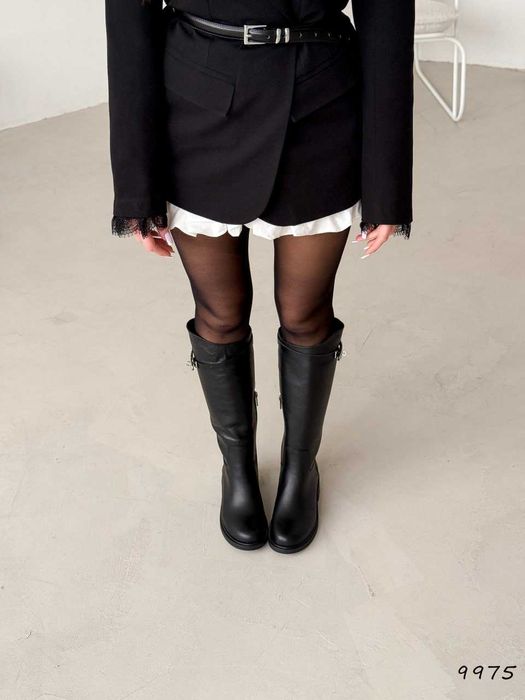 Чоботи жіночі зимові Berra чорні — високі, натуральна шкіра, труби