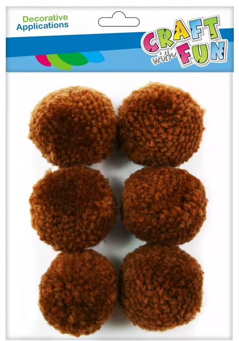 Craft with Fun Ozdoba dekoracyjna Pompon Welna 4cm/6szt Braz 12/144. Craft with Fun