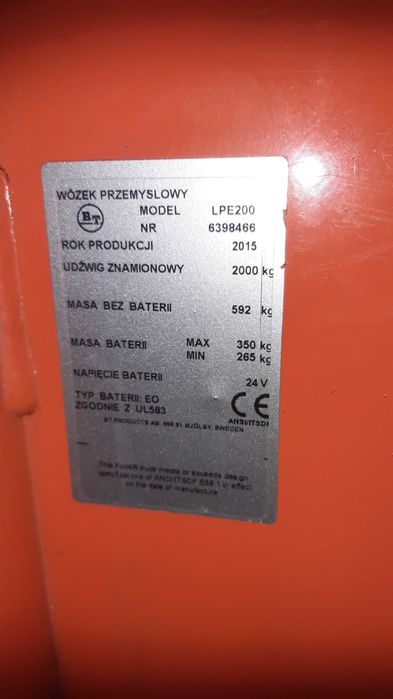 Toyota Lpe 200 paleciak elektryczny Wózek Bt