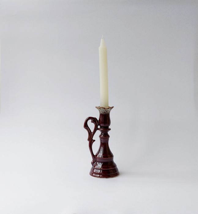 Підсвічник обливна глинокераміка з ручкотримачем художній фентезійний