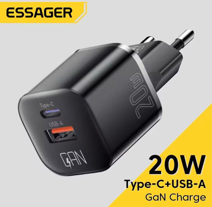 Безпровідна зарядка ESSAGER 3in1 15W Wireless Charger + кабель + блок
