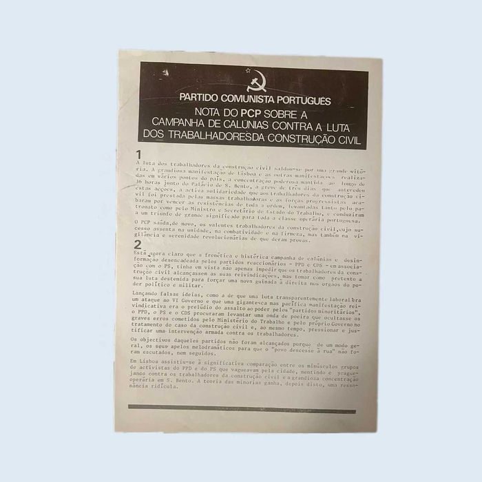 PCP campanha de calunias contra a luta trabalhadores  construção civil