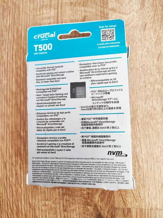 SSD Crucial T500 PRO Series 1TB M.2 PCIe Gen4. Fabrycznie nowy dysk.