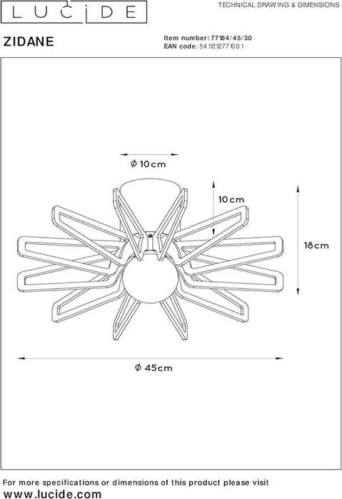 Candeeiro de teto - Ø 45 cm - 1xE27 - Preto [Classe energética A++]