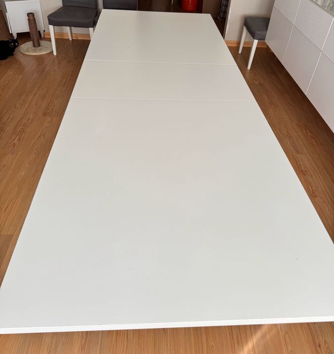 Mesa de Refeições Extensível Branca 300cm
