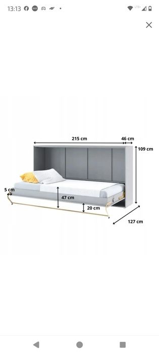 Łóżko -  Półkotapczan Poziomy 90