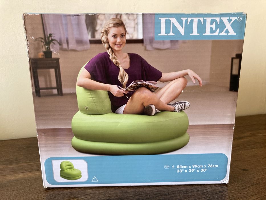 Fotel dmuchany puf zielony Intex