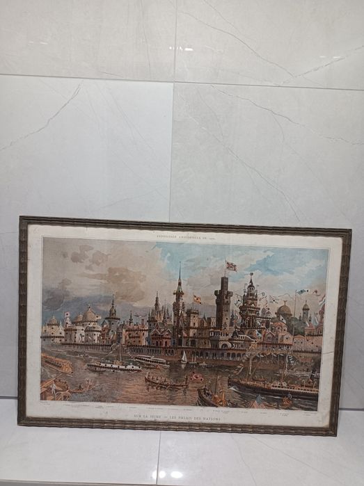 Muzealna grafika .Architektura Paryża 1900 rok.