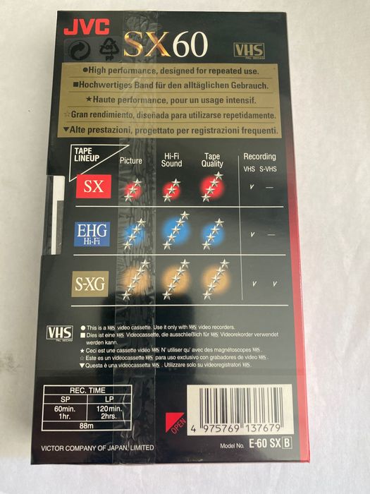 Kasety VHS JVC 60 min nowe