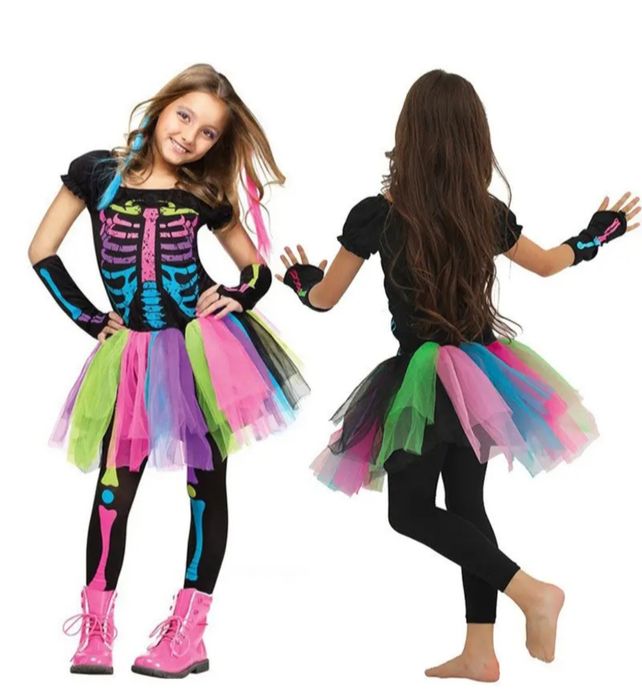 Костюм Неоновий скелет для дівчинки