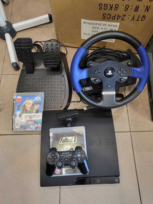 Playstation 3 slim 320gb + pad + kamerka + Gry + SUPER KIEROWNICA/ Okazja
