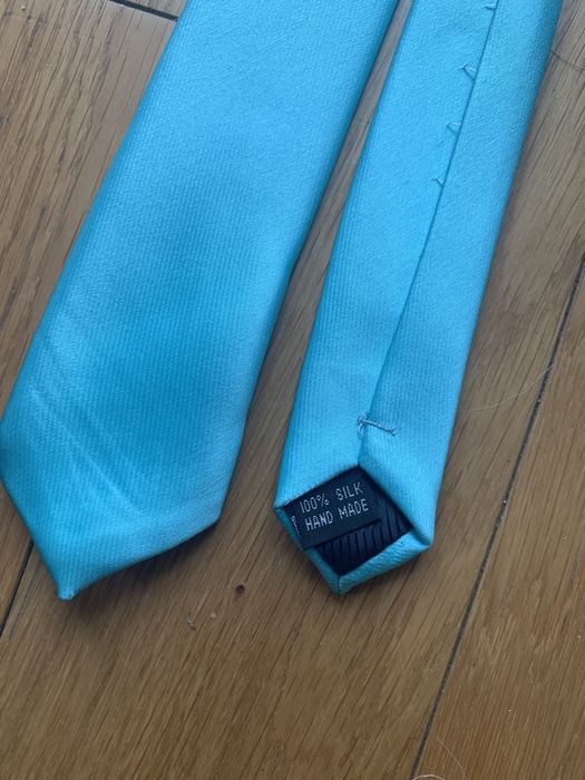 Cienki krawat 100% jedwab silk baby blue