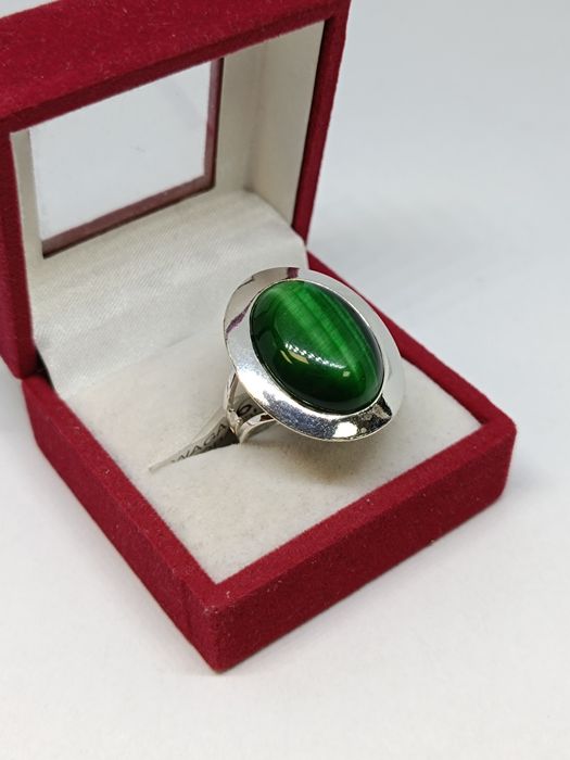 Srebrny pierścionek z oczkiem kocie oko roz. regulowany, 925