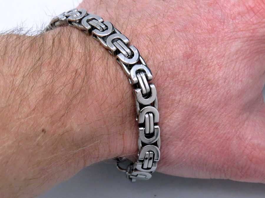 SREBRNA bransoletka MĘSKA 100% STAL CHIRURGICZNA 316L przepiękny splot