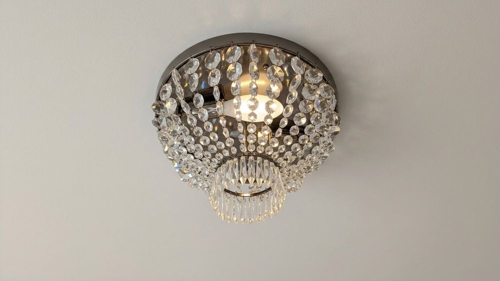 Vintage crystal ceiling chandelier.