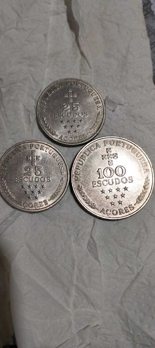 Moedas Acores 100 escudos e 25