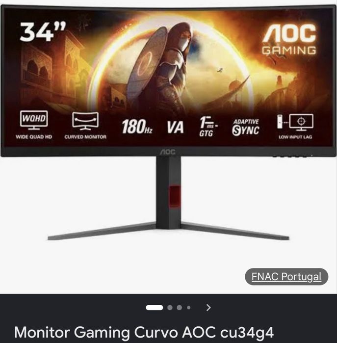 Monitor Gaming curvo AOC 34” cu34g4