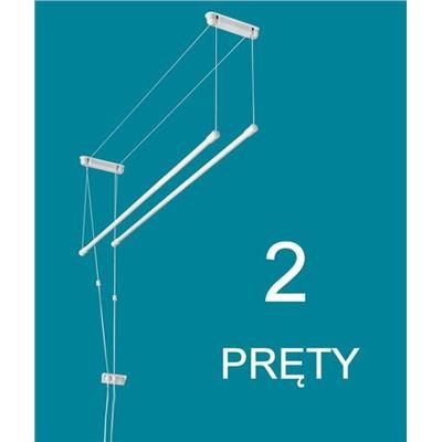 Suszarka sufitowa 2 pręty 200x18,5cm fi13 biała