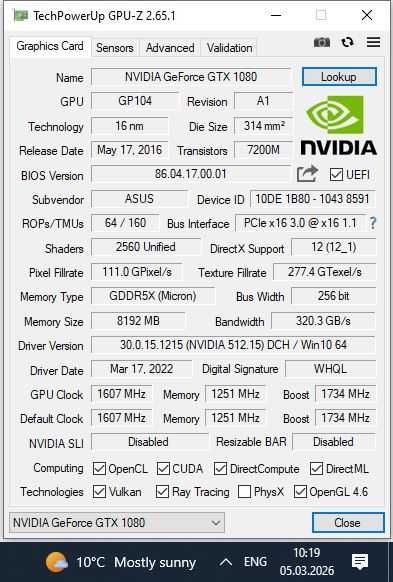 Продам EVGA GTX 1080 SC 8GB