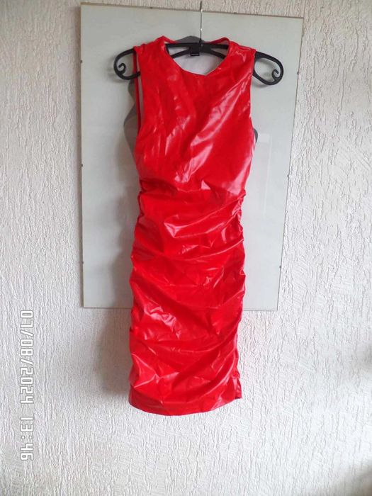 Shein Nowa czerwona lateksowa sukienka impreza ,sylwester  32/34.