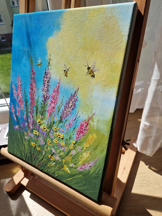 Ręcznie malowany obraz na płótnie wielkości 24x30 cm, farby akrylowe