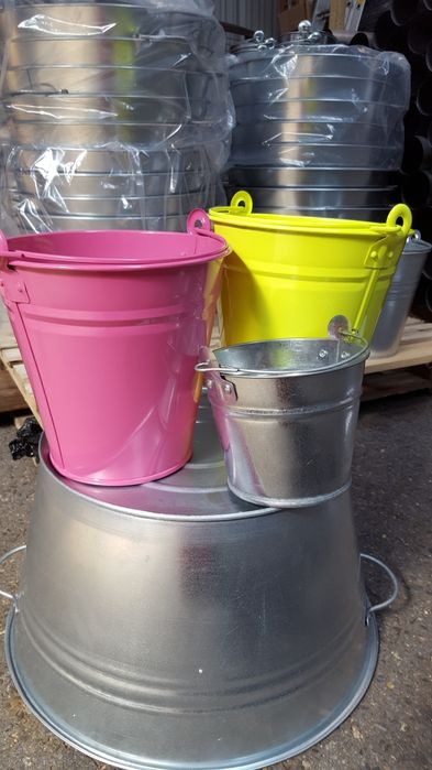 Wiadro metalowe malowane PROSZKOWO doniczka Naczynia ocynkowan