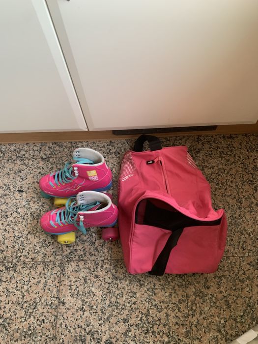 Krf Patins 4 Rodas Roller School Pph Rosa