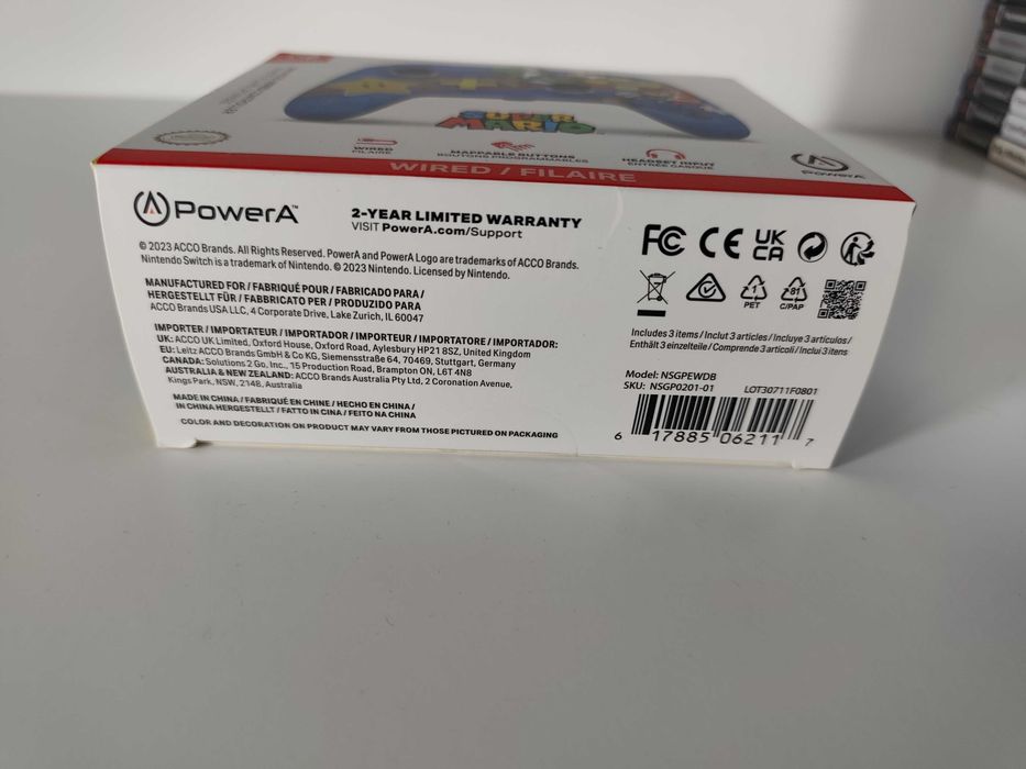 Comando c/ Fios PowerA p/ Nintendo Switch - Edição Super Mario
