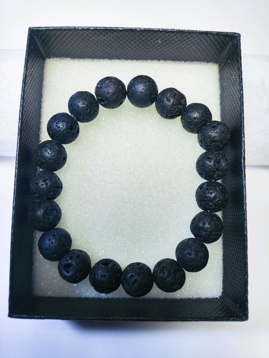 Pulseira de Pedra Vulcânica Natural Contas de Lava Acessório de moda joias feitas à mão - Aromaterapia