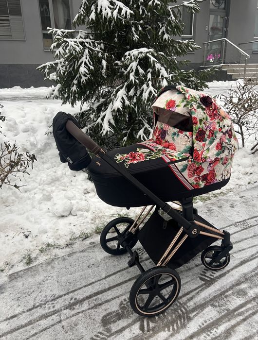 Коляска Cybex Priam Platinum Spring Blossom 2 в 1, Сайбекс Пріам