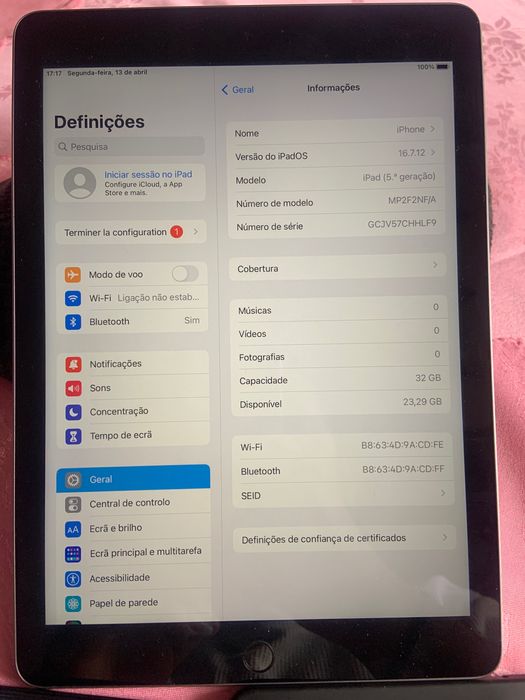Vendo iPad 5.ª geração447357051386603522