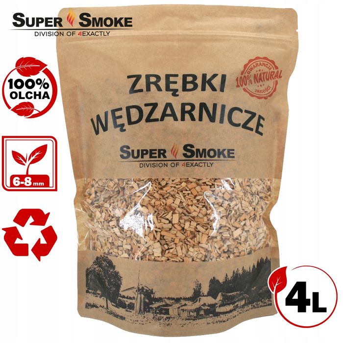 Zrębki Wędzarnicze Super Smoke OLCHA KL-08 (6-8mm) Doypack Kraft 4L