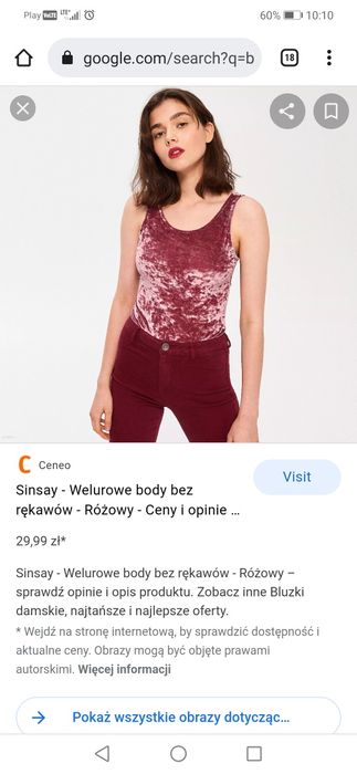 Welurowe body sinsay XS