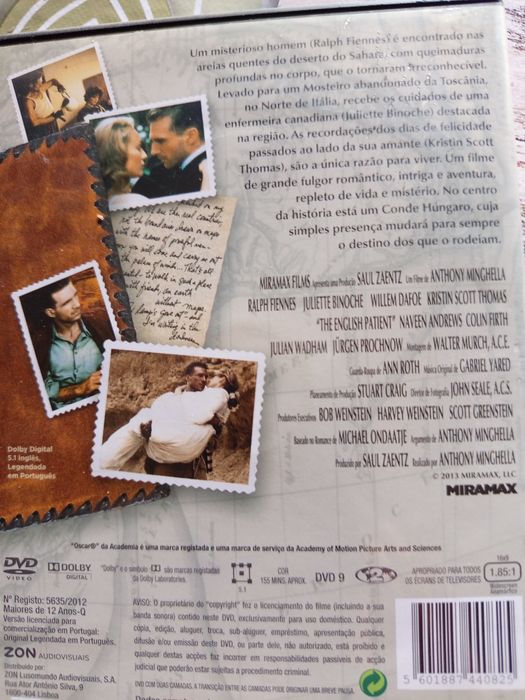 DVD.   O Paciente. Ingles