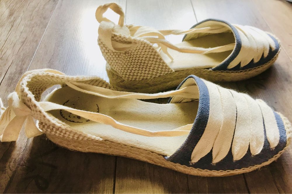 Espadryle Toni Pons wiązane Niebieskie/białe r 37