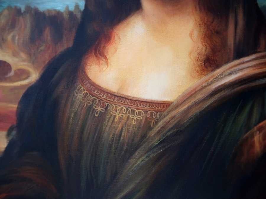 Obraz malowany kopia Leonarda da Vinci MONA LISA na prezent rama