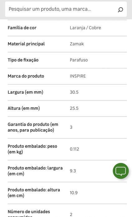 Puxadores cobre da Leroy Merlin, vendo à unidade