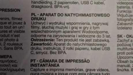 Aparat Instant Print Camera Niebieski Nowy