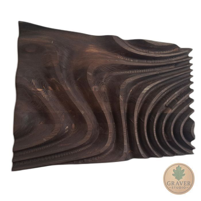 Płaskorzeźba drewniana - prądy i wydmy – dekoracja ścienna 3D