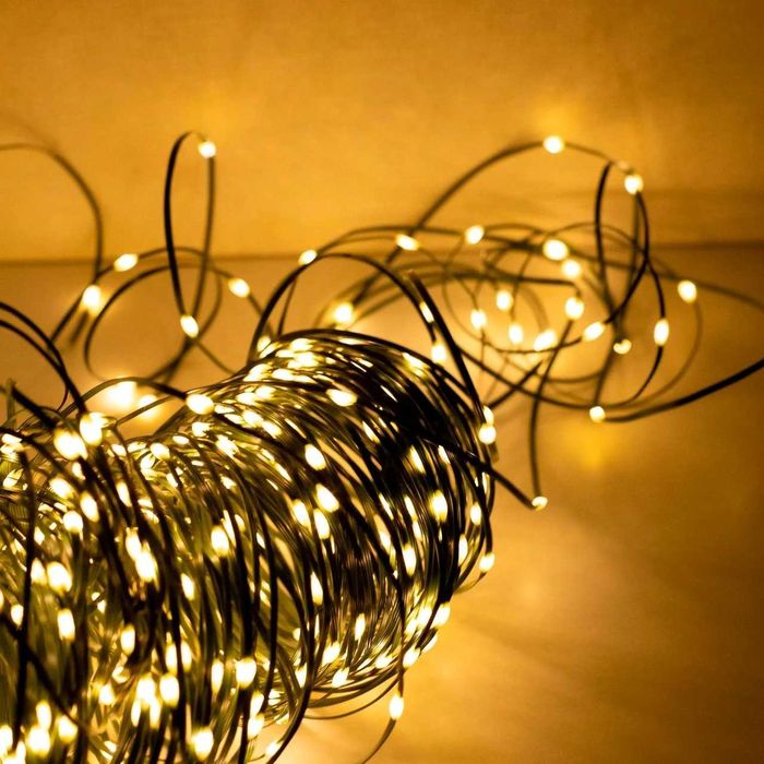 Гірлянда роса нитка 100м, 1000 led зелений провід, пульт, 220В