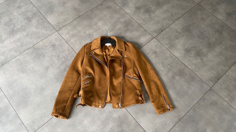 Kurtka zamszowa damska ramoneska brązowa 38   M