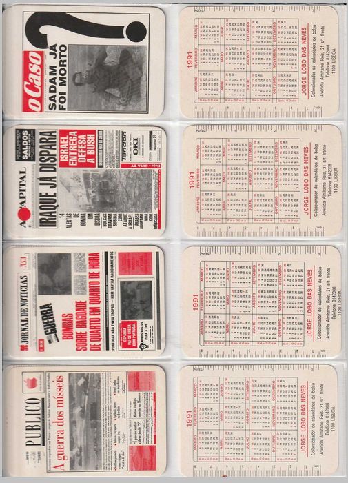 Coleção de 12 + 22 calendários tema cinema e Guerra