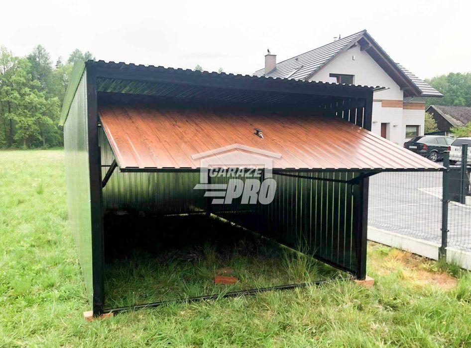 Garaż blaszany 3x5 Brama uchylna + ocynk + brama spad w tył GP104
