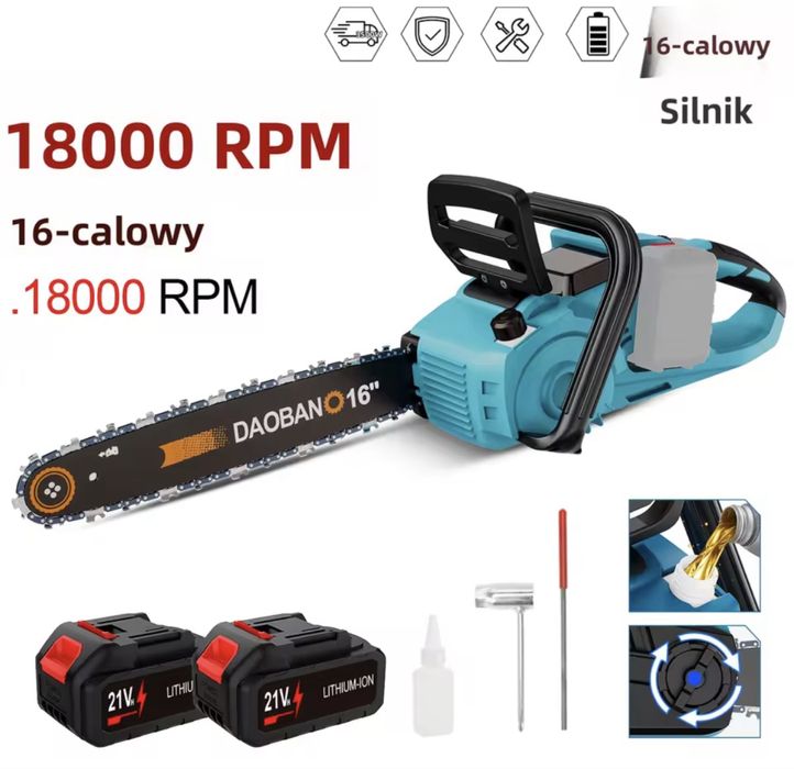 Piła łańcuchowa elektryczna , dwie baterie w zestawie