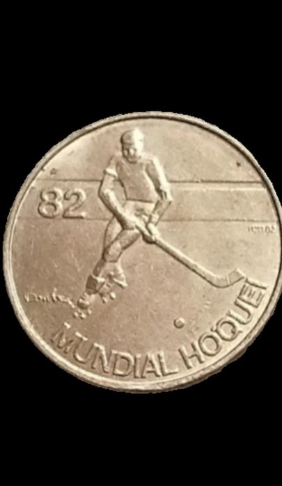 Moeda de 5 escudos 1982, comemorativa do mundial de hóquei em patins.