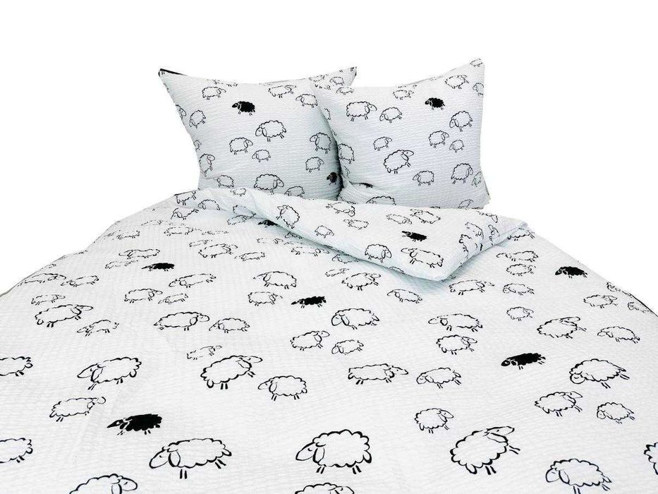 Pościel KORA LUX 160-200+2x70-80 BARANKI BIALE I CZARNE
