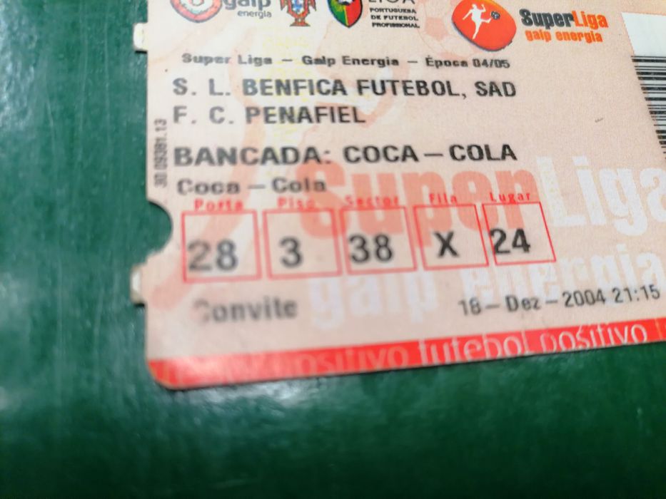 Bilhete de futebol Sport Lisboa e Benfica / F C Penafiel