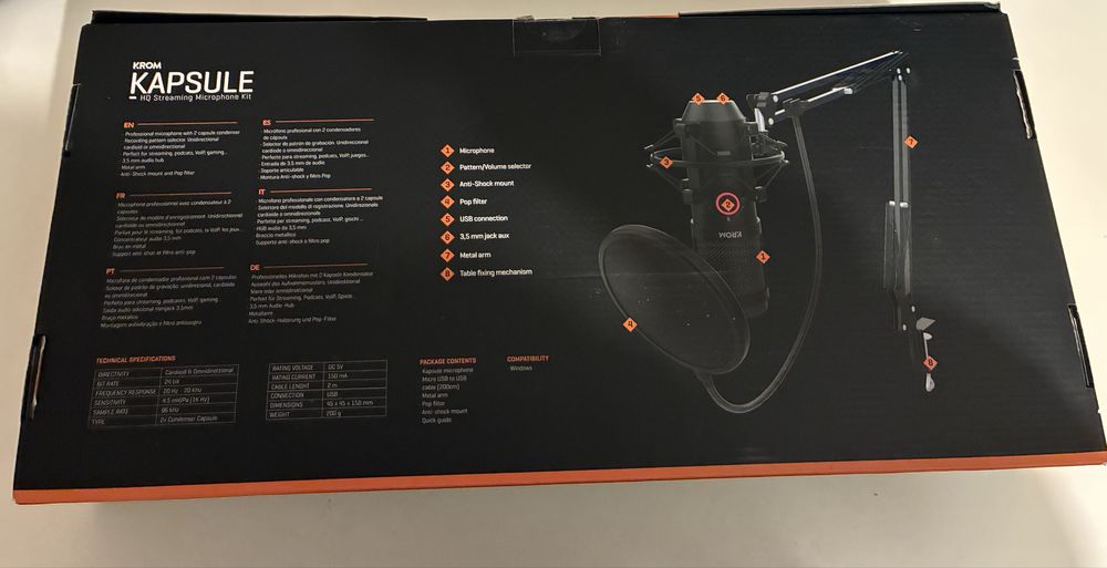 Microfone KROM KAPSULE HQ Streaming( nunca utilizado)