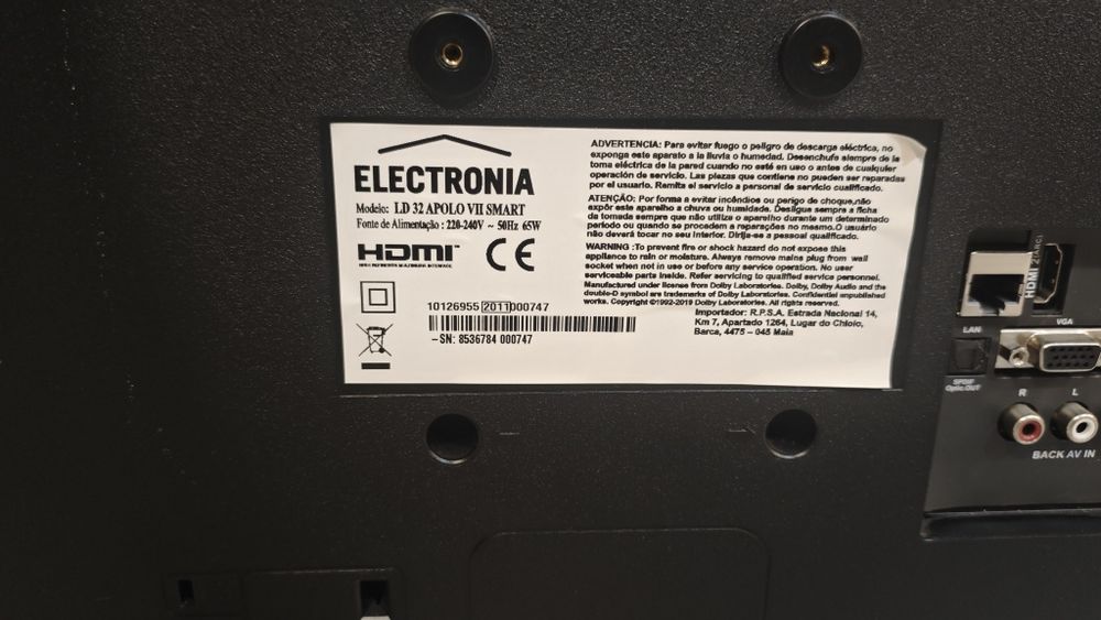 TV electrónica de 32polegadas com avaria